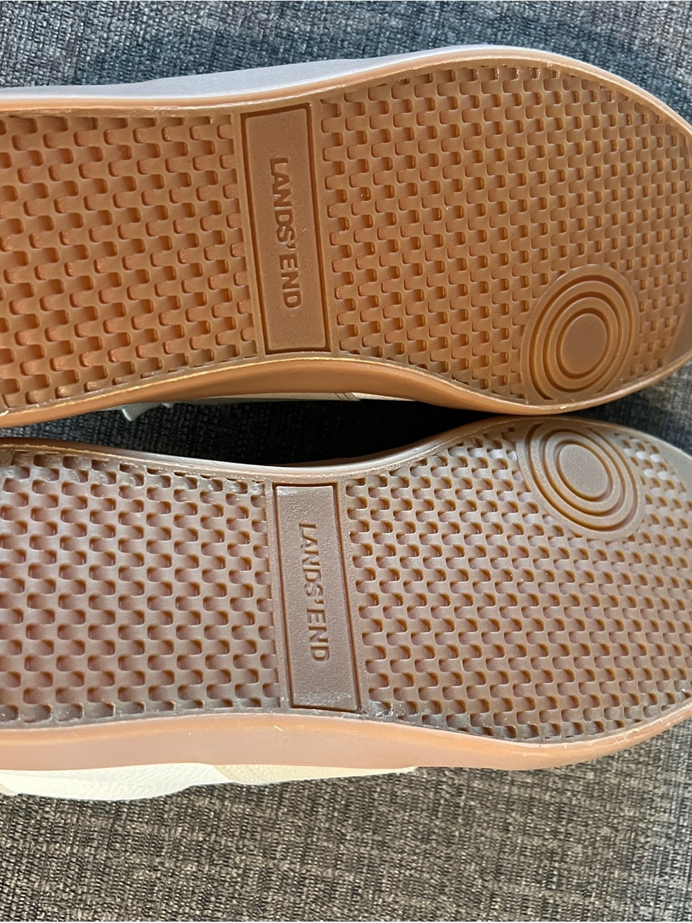 Lands' End White and Beige Low-Profile Lace-Up Sneakers - Picture 4 of 4